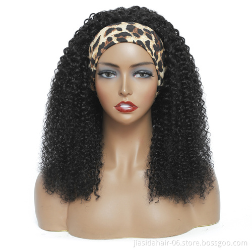 Adjustable kinky Straight Glueless Human Hair Half Wigs Machine Non Lace Brazilian Virgin Hair Headband Wig for Black Women